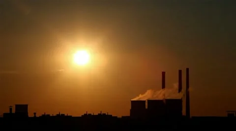 Sunset on the background of power with the trumpets Stock Footage 8558398