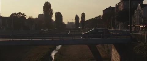 Sunset backlit city canal. Stock Footage 252265748