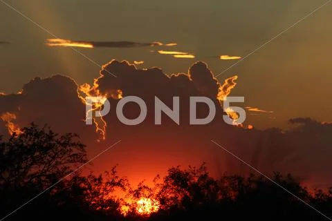 Sunset Backlit Clouds Stock Photos