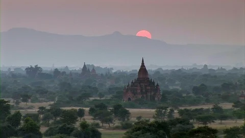 Sunset in Bagan, Myanmar Stock Footage 111725336