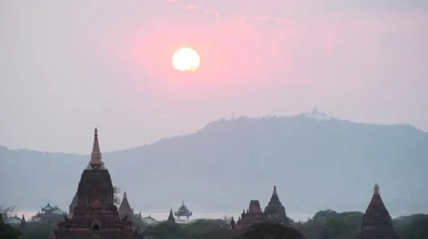 Sunset in Bagan of Myanmar time lapse Stock Footage 62336909