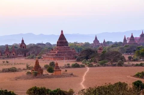 Sunset in bagan Foto stock
