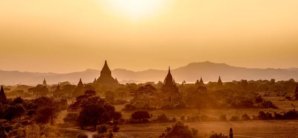 Sunset in bagan Stock Photos