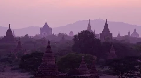 Sunset in Bagan valley Stock Footage 10826634