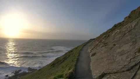 Sunset Baggy Point Devon 스톡 동영상 124362451