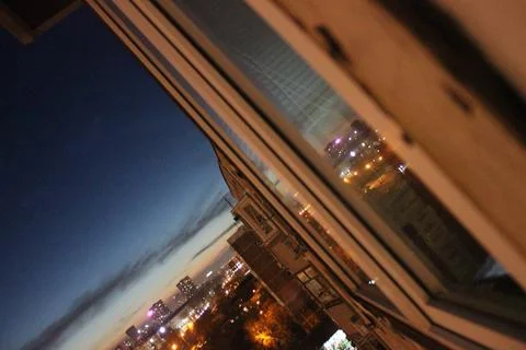 Sunset from the balcony of the 9th floor Stock Photos