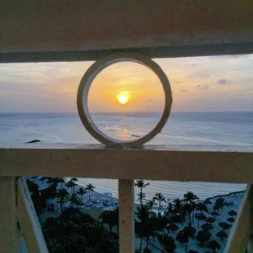 Sunset from a balcony Stock Photos