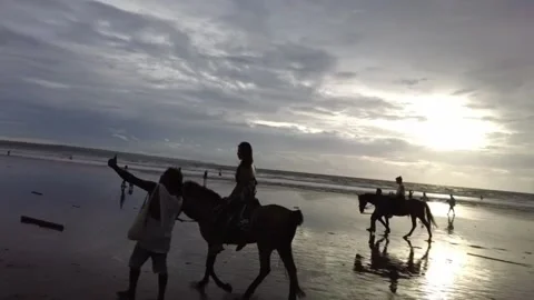 Sunset on bali beach Stock Footage 229957145