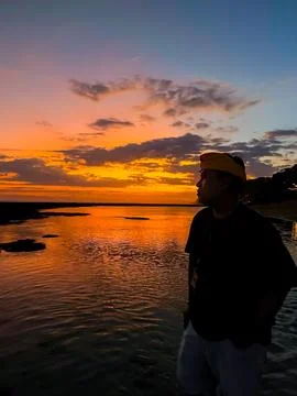 Sunset in Bali Beach Stock Photos