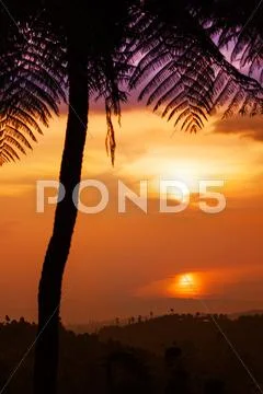 Sunset in Bali island Indonesia Stock Photos