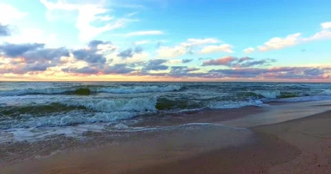 Sunset at Baltic sea coast Stock Footage 144991987