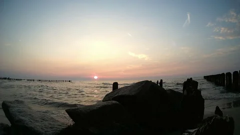 Sunset at baltic sea Stock Footage 121682984