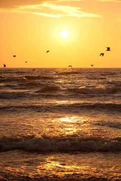 Sunset in Baltic sea Stock Photos