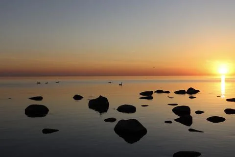 Sunset on Baltic sea Stock Photos