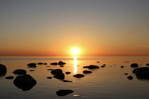 Sunset on Baltic sea Stock Photos