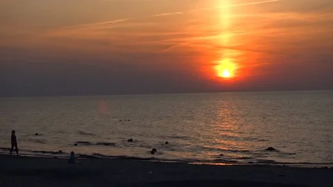 Sunset in the Baltic sea, summer sun, Stock Footage 115796435