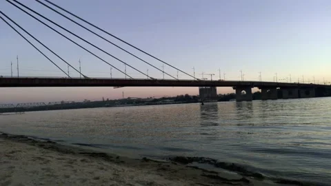 Sunset on the banks of the Dnieper river Stock Footage 138560786