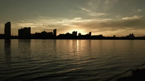 Sunset on the banks of the Dnieper river Stock Footage 138560804