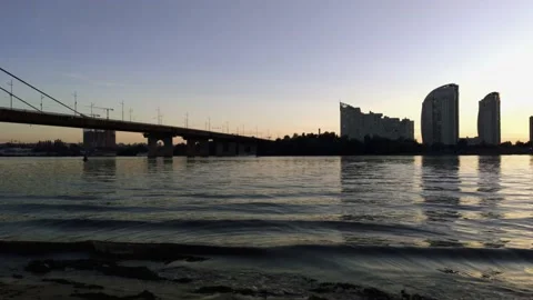Sunset on the banks of the Dnieper river Stock Footage 138560911