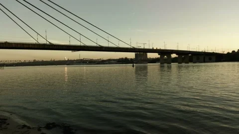 Sunset on the banks of the Dnieper river Stock Footage 138560934