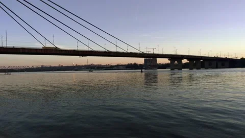 Sunset on the banks of the Dnieper river Stock Footage 138561234