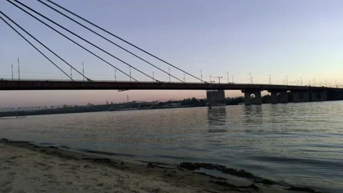 Sunset on the banks of the Dnieper river Stock Footage 138561284