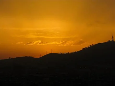Sunset in barcelona Stock Photos