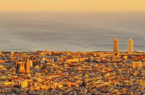 Sunset in barcelona Stock Photos