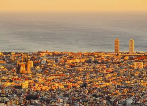 Sunset in barcelona Stock Photos