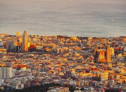 Sunset in barcelona Stock Photos