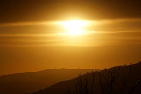 Sunset in Barcelona Stockfoto's