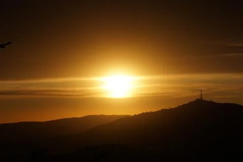 Sunset in Barcelona Stockfoto's