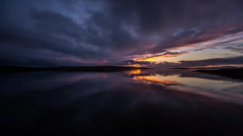Sunset at the Barriers in Orkney 4K Time Lapse Video stock 256082099