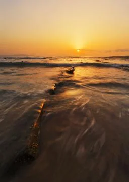 Sunset in barrika beach Stock Photos