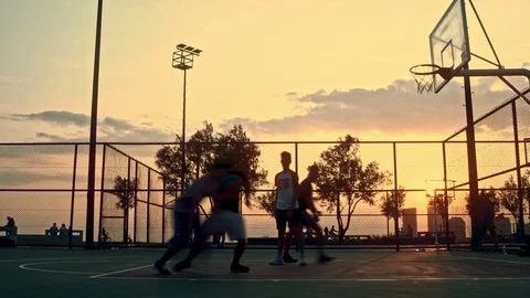 Sunset Basketball Game Stock Footage 112888150