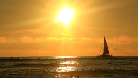 Sunset, Bathers, and Yachts Vídeo Stock 330230543