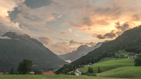 Sunset at Bavarian Alps Stock Footage 168027027