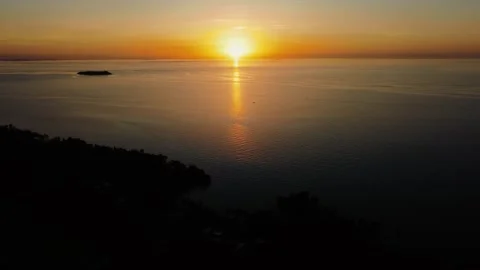Sunset at bay aerial Stock Footage 267002786
