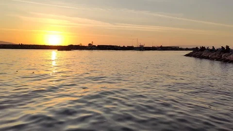 Sunset on the bay. calm water Stock Footage 119495907
