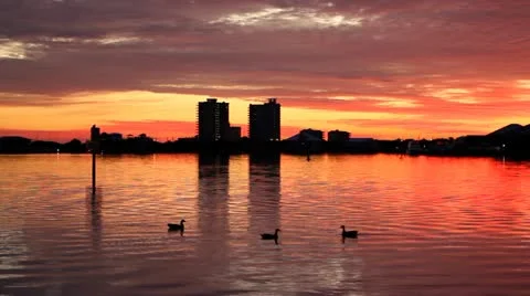 Sunset On Bay Stock Footage 20603621