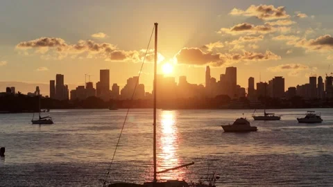 Sunset Bay At Miami Beach In Florida United States. Stock Footage 341897976