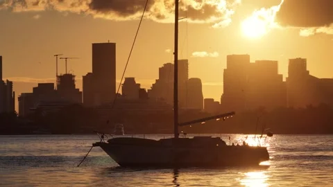 Sunset Bay At Miami Beach In Florida United States. Stock Footage 341898524