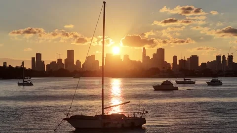 Sunset Bay At Miami Beach In Florida United States. Stock Footage 341900047