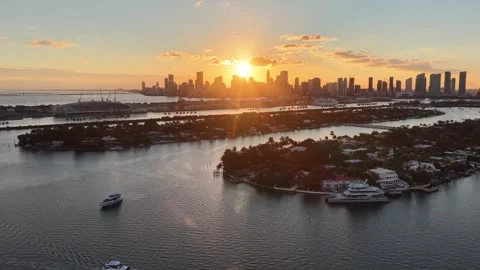 Sunset Bay At Miami Beach In Florida United States. Stock Footage 342209456