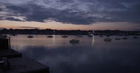 Sunset at a bay in New York 4k Stock Footage