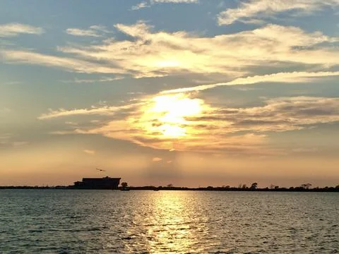 Sunset by the bay Foto stock