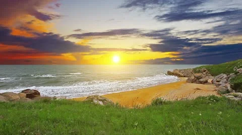 Sunset in the bay of the sea Stock Footage 11231969