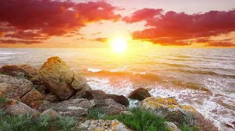 Sunset in the bay of the sea Stock Footage 11232503