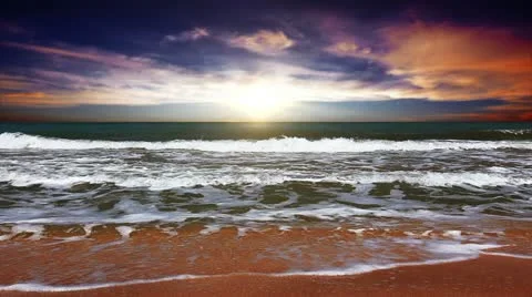 Sunset in the bay of the sea Stock Footage 12146435