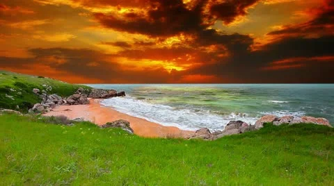 Sunset in the bay of the sea Stock Footage 21291460